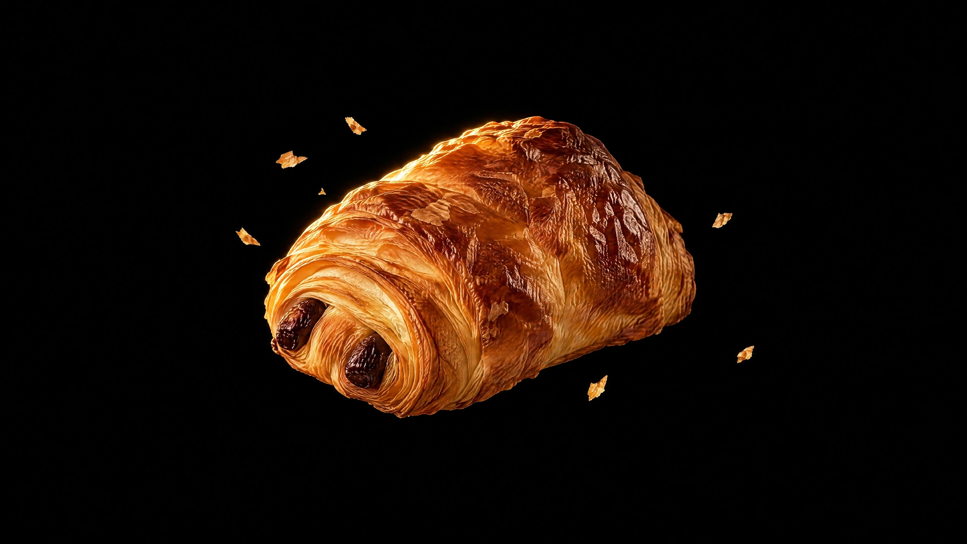 Golden pain au chocolat with dark chocolate batons