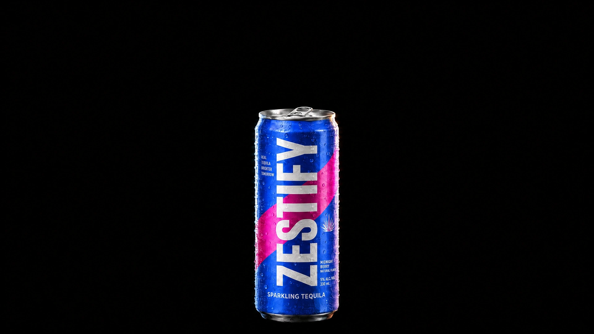 Midnight Berry Zestify can with cobalt and magenta packaging